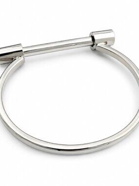 Silver, Screw Cuff, Bangle, Bracelet, Stainless Steel, Minimalist, Unisex.